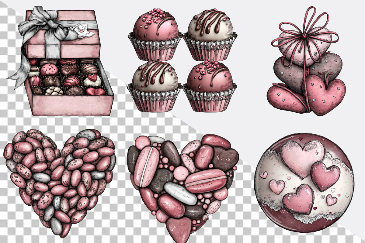 Sweet Chocolates Valentine's Day Cli, an Illustration by SVGArt (Photo 2 of 8)
