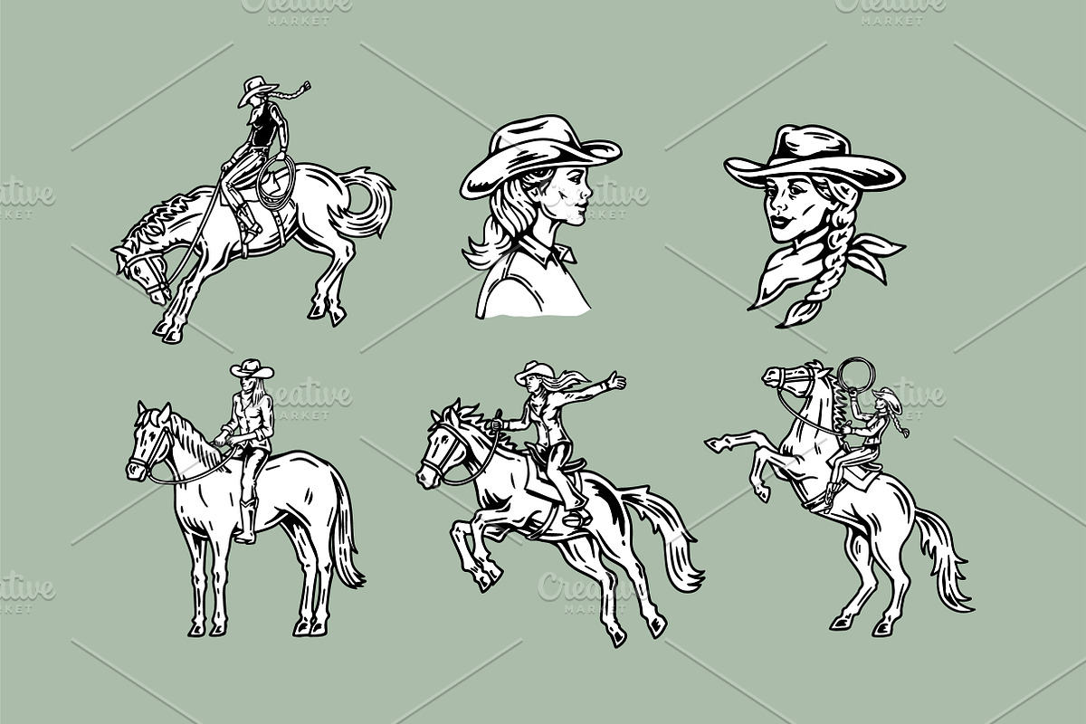 Cowgirl Vector Illustrations, an Illustration by cd-design.co (Photo 2 of 8)