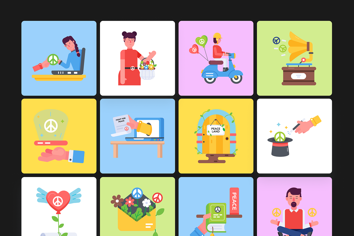 Animated Peace Icons, a Duotone Icon by Prosymbols (Photo 7 of 10)
