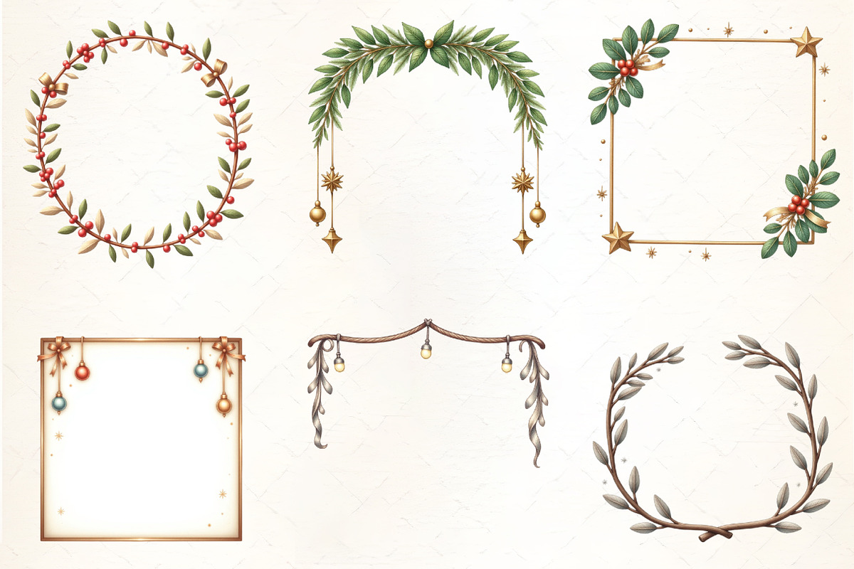 Christmas Coquette Frame Clipart, an Illustration by CrexoraLab (Photo 2 of 5)