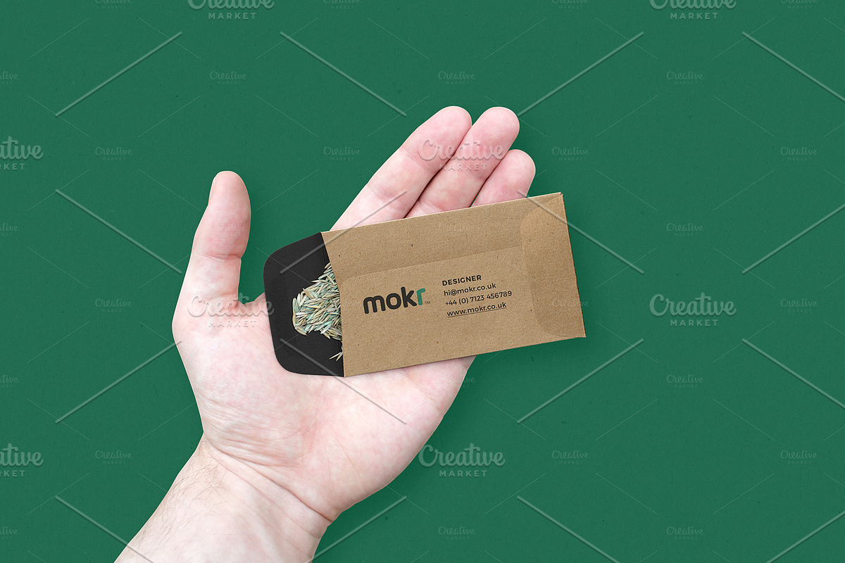 Business card seed packet mockup Psd, a Print Template by Mokr (Photo 3 of 4)