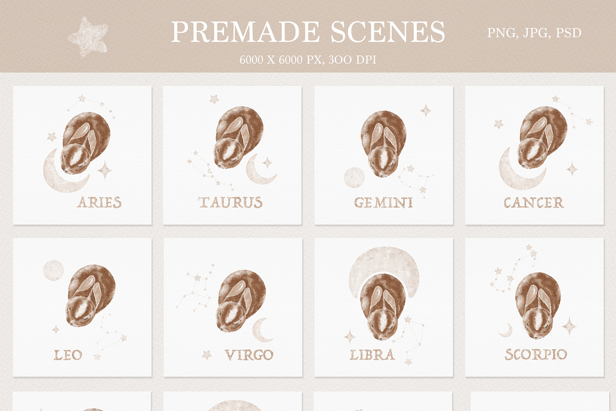 Magic bunnies clipart, an Animal Illustration by Leksart (Photo 7 of 14)