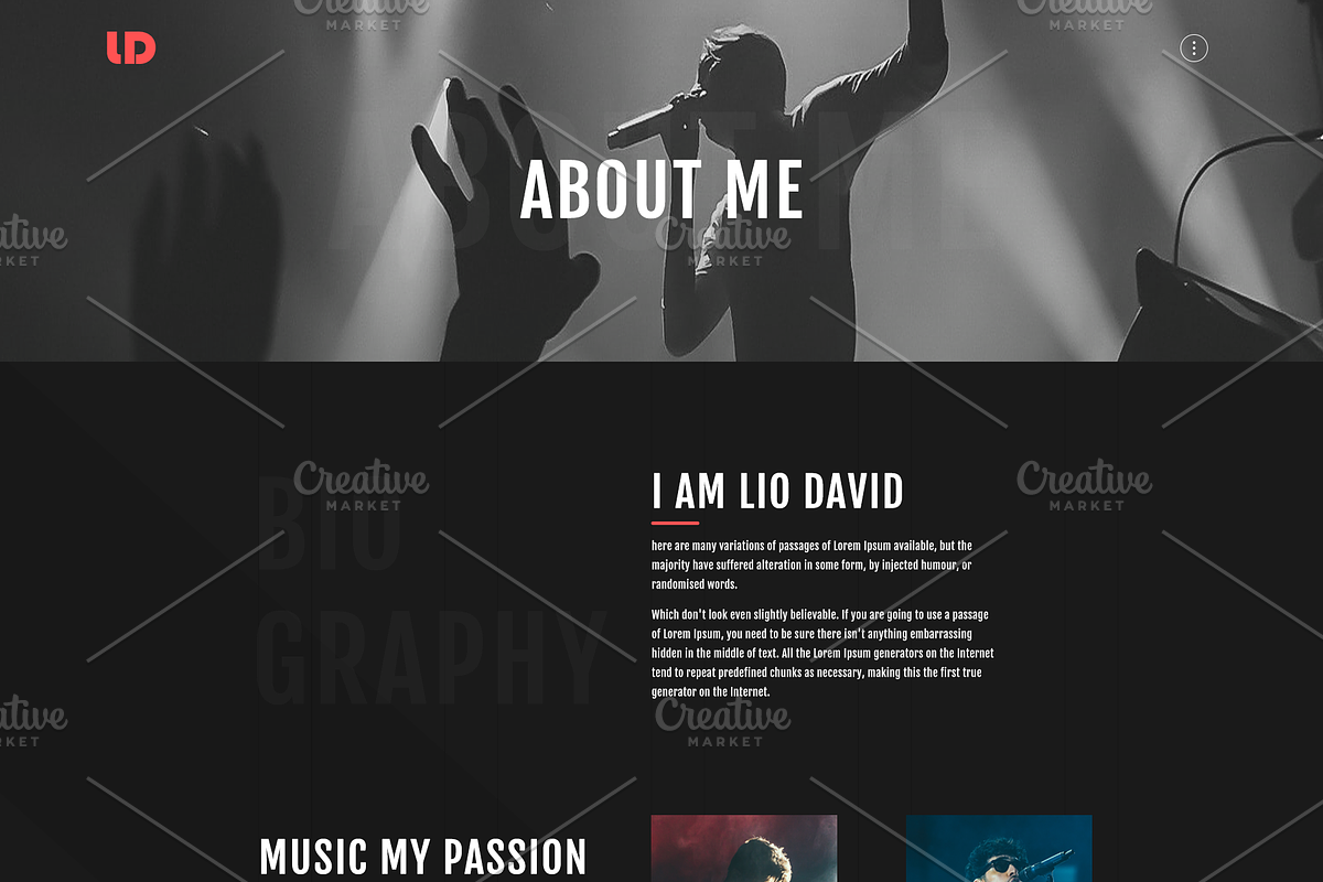 Personal Website for Singer, a Landing Page Template by Sujun Baidyaa (Photo 3 of 6)