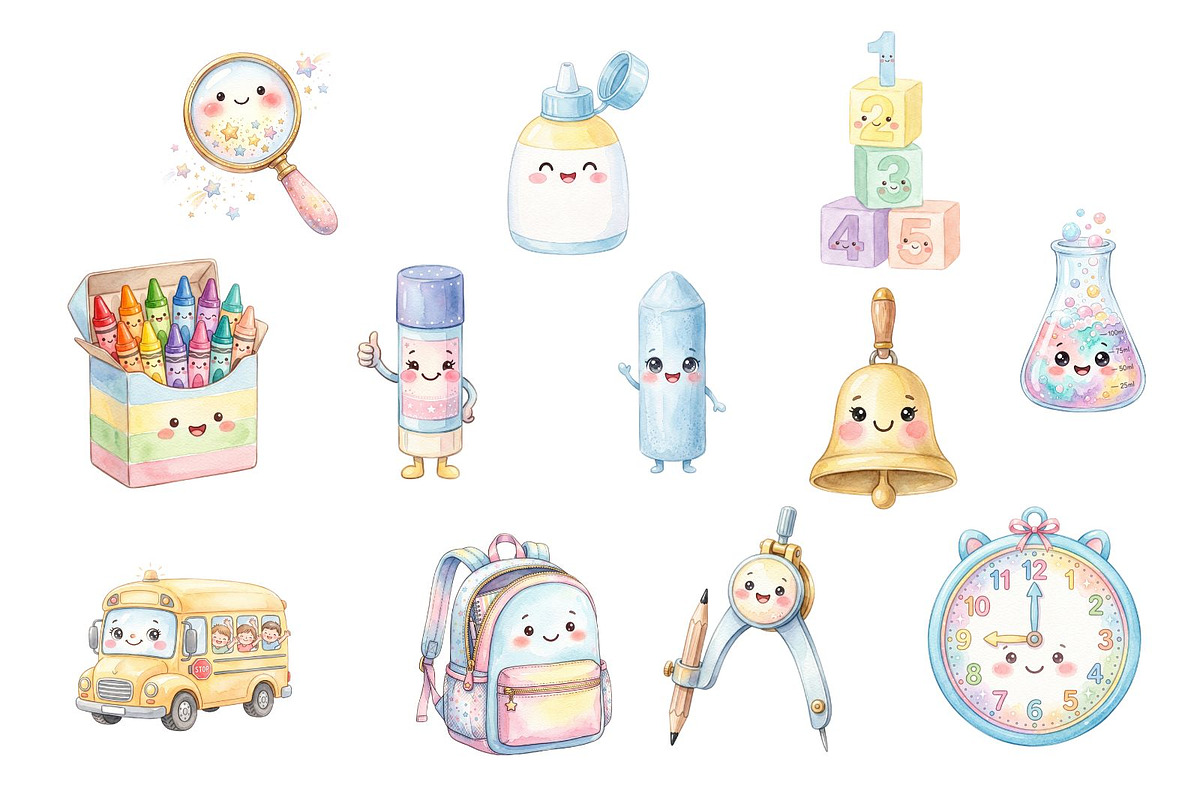 Cute Back to School Clipart Bundle, a Decorative Illustration by Arslan (Photo 3 of 5)