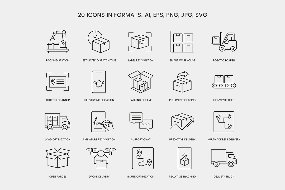 Delivery & Logistics Icon Pack, an Outline Icon by Grand Design (Photo 2 of 3)