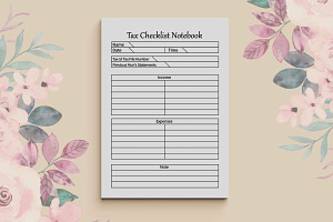 Tax Checklist Notebook KDP Interior