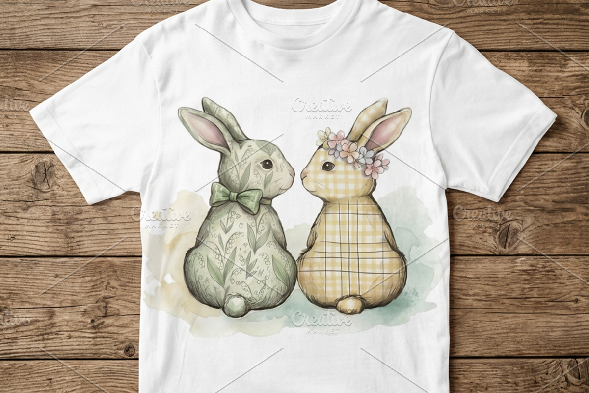 Watercolor Easter Bunny Couple Love, an Illustration by VetalStock (Photo 2 of 3)