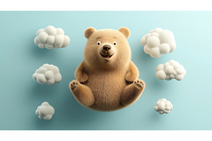 Cute cartoon bear floating with, an Animal Illustration by Sergey Kotenev