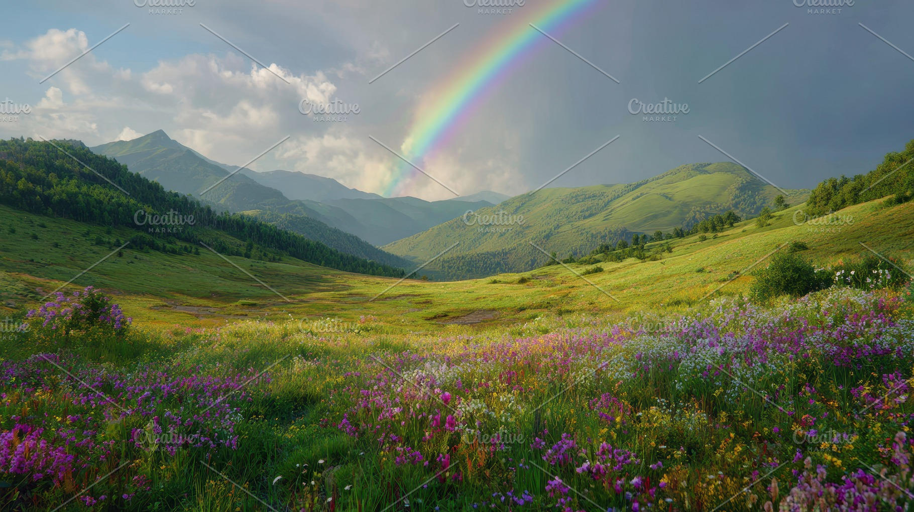 Colorful flowers grow in a meadow, a Photo by Pavel_design