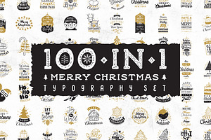 Merry Christmas typography. 100 in 1
