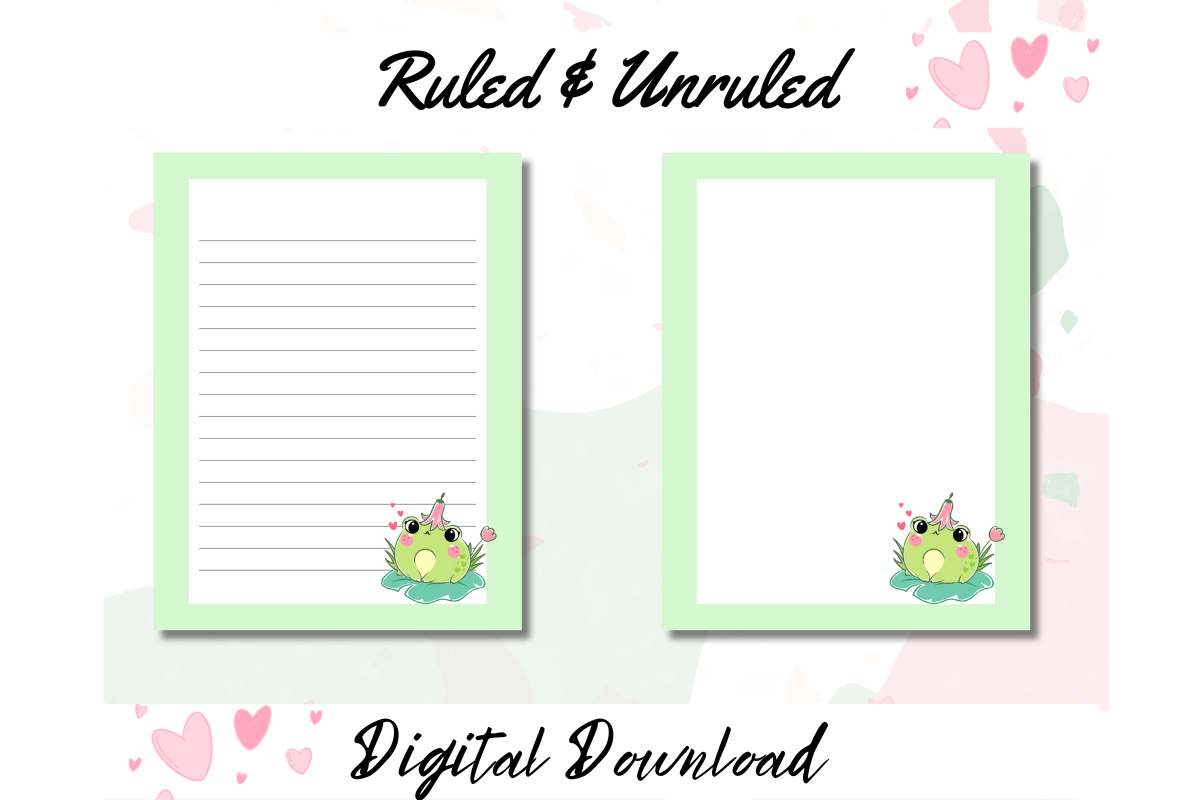 Cute Frog Stationery Printable PNG, a Stationery Template by Pixels N Bows (Photo 3 of 4)