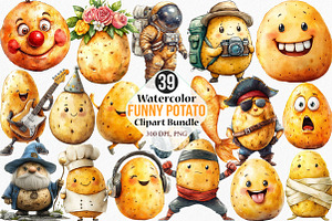 Watercolor Funny Potato Clipart, an Illustration by Canvas Craft