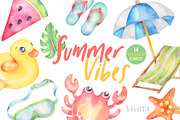Watercolor Summer vibes, clipart, an Illustration by Vivitta (Thumbnail 1 of 3)