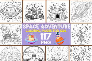 Space Adventure Coloring Pages Kids, a Technology Illustration by LA Design
