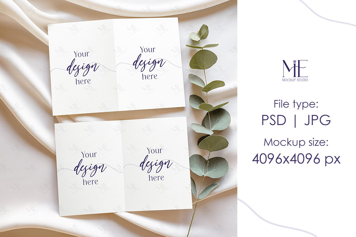 Bifold Card Mockup Folded Invitation, an Advertising Mockup by Mie Mockup Studio (Photo 2 of 7)