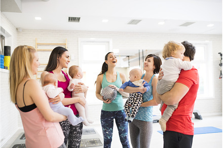 Group exercise class, mother working, a Sports & Recreation Photo by HalfPoint