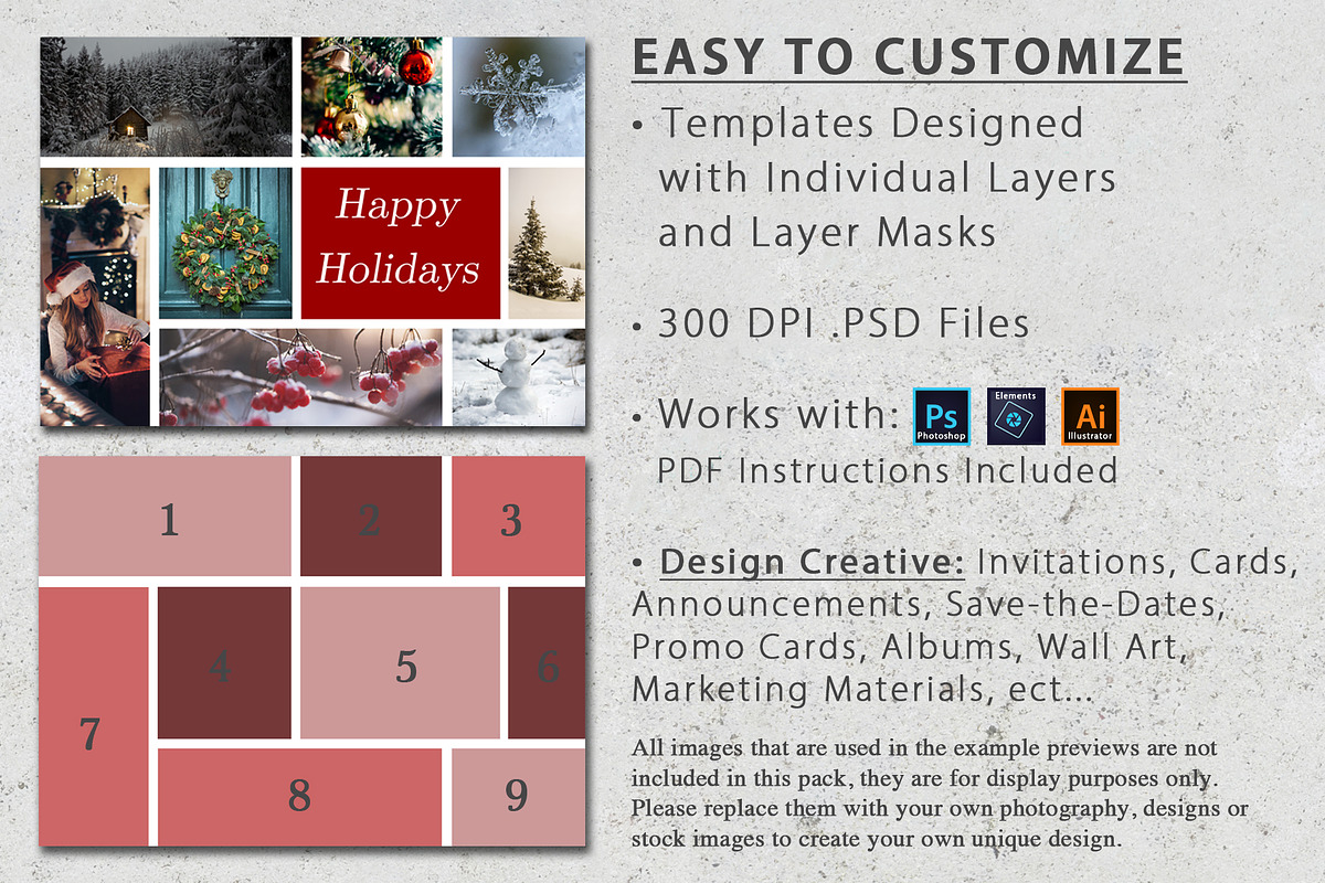 5x7 Photo Card Collage Template Pack, a Card Template by Loveurstyle Designs (Photo 4 of 4)