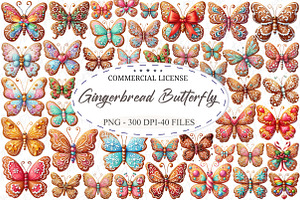 Gingerbread Cookie Butterfly Clipart, an Illustration by designcity5