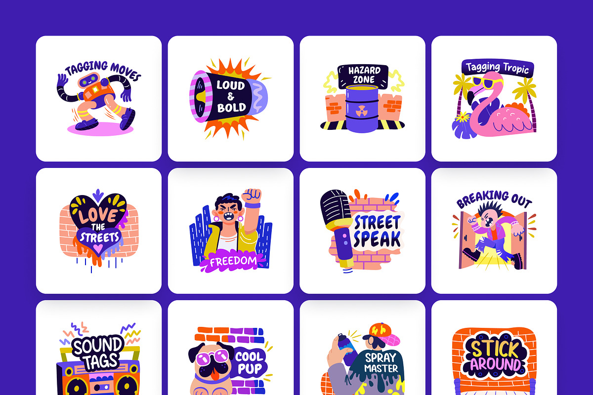 Graffiti Art Stickers Set, an Emoji Icon by Creative Stall (Photo 7 of 8)
