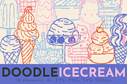 DOODLE ICE CREAM: clipart, a Food Illustration by Elliko shop (Thumbnail 1 of 7)