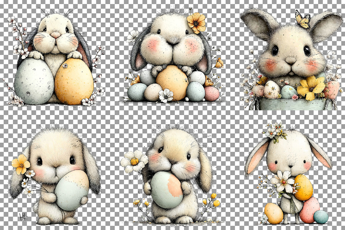 Whimsical Happy Easter Clipart, an Illustration by Sublimation Artist (Photo 3 of 7)