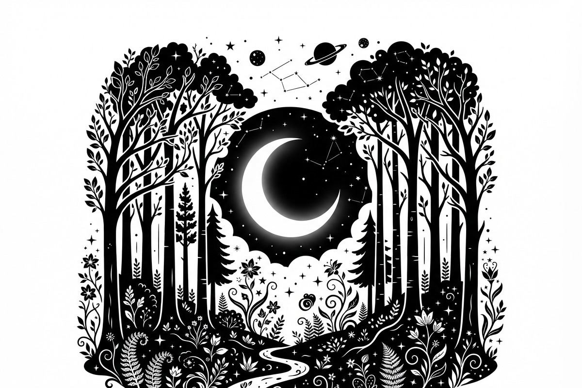 50 Mystical Galaxy Forest Silhouette, a Technology Illustration by Amazin_art (Photo 10 of 21)