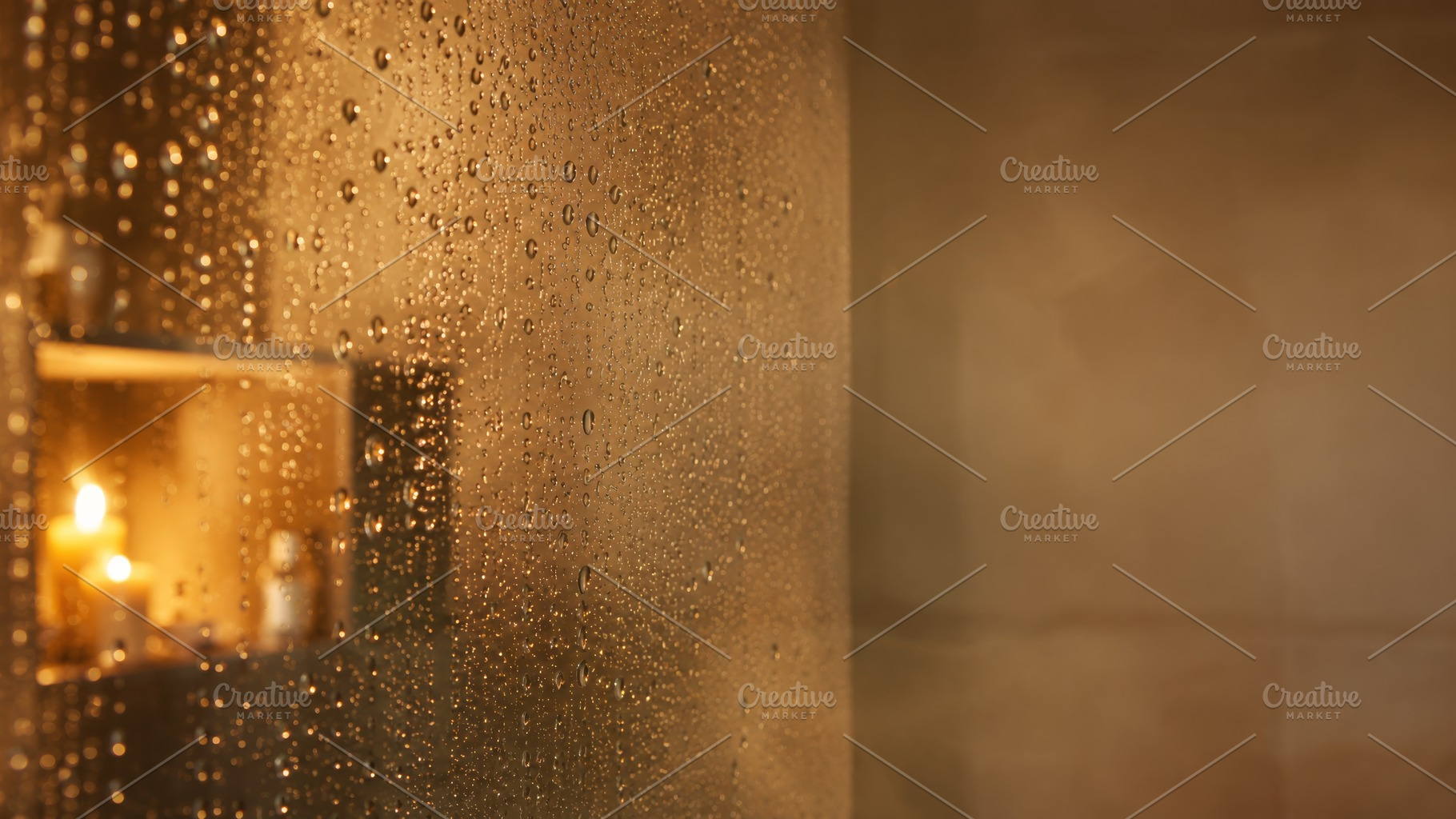 Dark showering concept. Steaming glass shower wall with blurred, a Photo by Dvoevnore photos