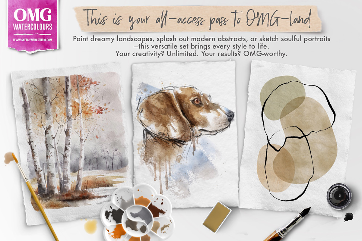 OMG Watercolours for Procreate, a Brushes & More by SketchWerx (Photo 5 of 16)