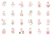 Watercolor Birthday Unicorn Clipart, an Illustration by Sublimation Artist (Thumbnail 2 of 6)