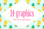 Pineapple Tropical Clip Art, an Illustration by Emerald & Ivy Studios (Thumbnail 2 of 2)
