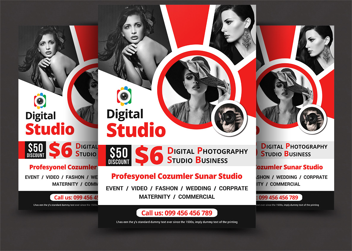 Photography Studio Flyer Templates, a Flyer Template by AfzaalGraphics