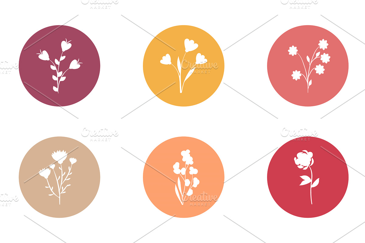Collection of floral silhouettes, an Illustration by okskukuruza