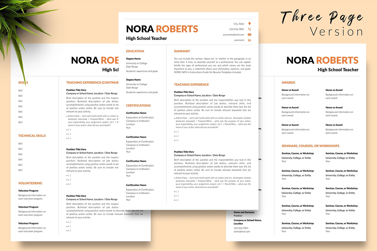 Teacher CV Bundle / Resume - Nora, a Resume Template by Templates Design Co. (Photo 4 of 17)
