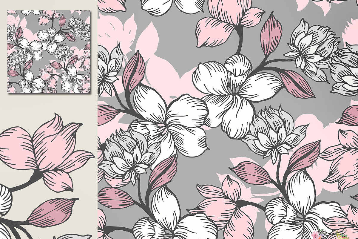 28 EPS/JPG flowers background., a Pattern Graphic by Theraphosath (Photo 9 of 15)