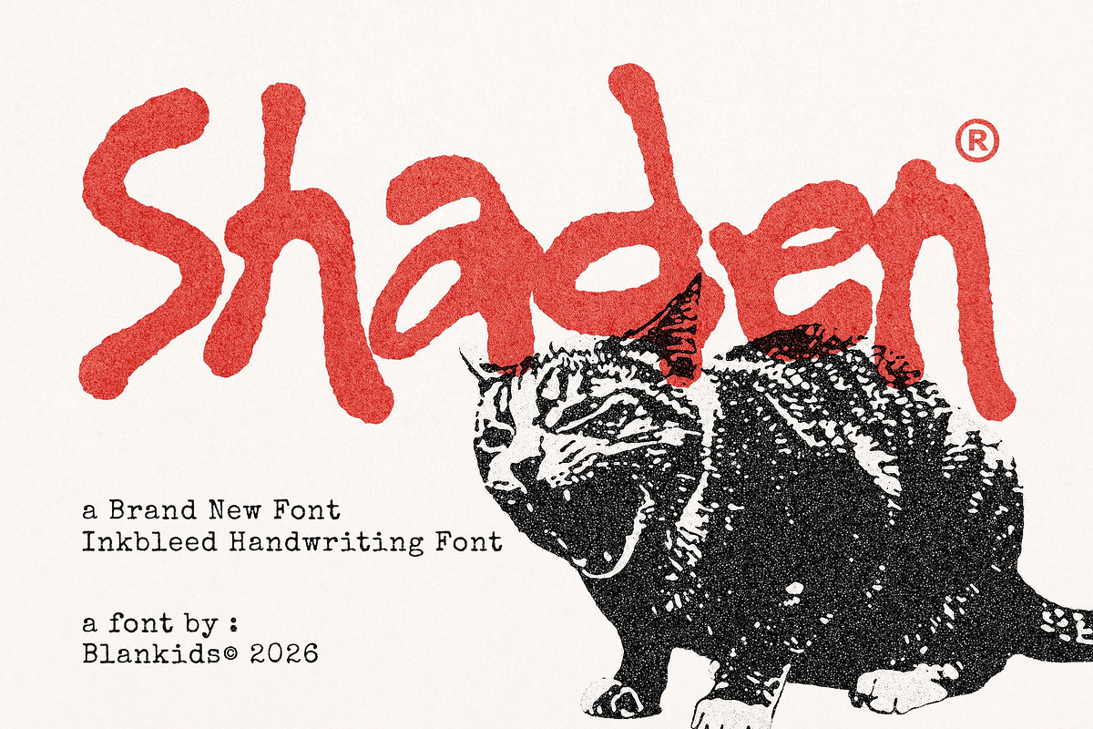 Shaden an Inkbleed Handwritting Font, a Handwritten Font by Blankids Studio (Photo 1 of 9)