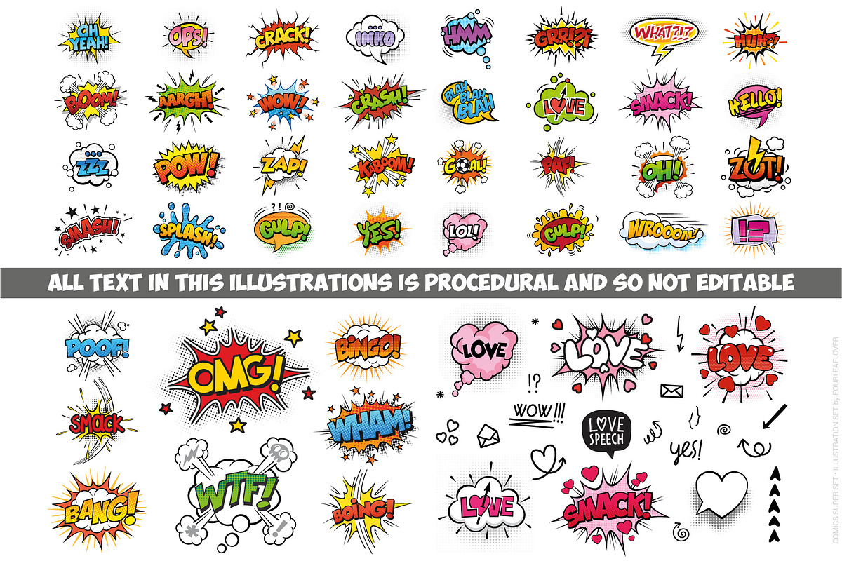 Comic Elements Vector HUGE Set!, an Illustration by FourLeafLover (Photo 4 of 13)