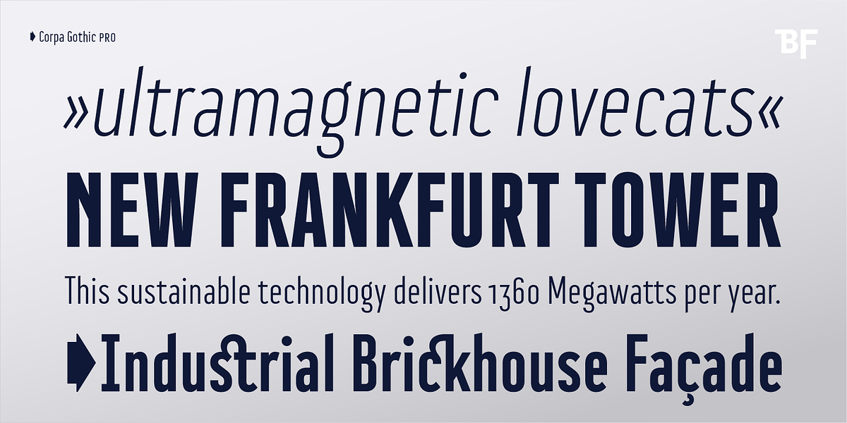 BF Corpa Gothic Pro, a Sans Serif Font by BrassFonts (Photo 14 of 15)