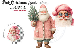 Pink Christmas Santa claus clipart, a Seasonal Illustration by CreationArt
