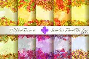 10 Floral Seamless Borders. Set#6