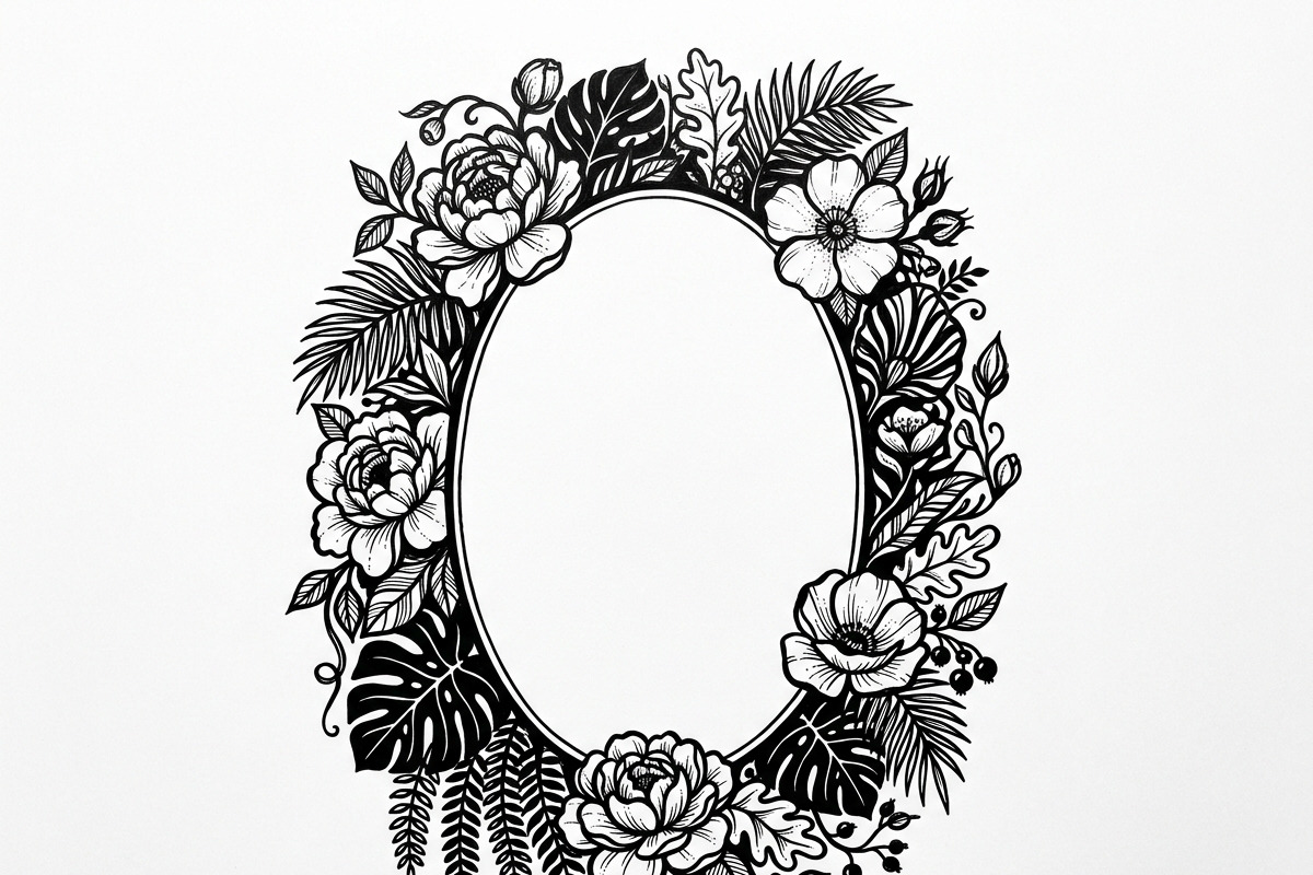 50 Elegant Floral Oval Mirror Frame, a Decorative Illustration by Amazin_art (Photo 35 of 40)