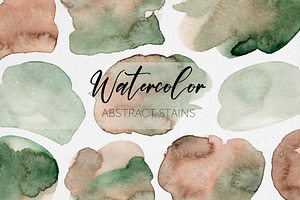 Watercolor Green Brown Stains, a Texture Graphic by MilanaDesignShop