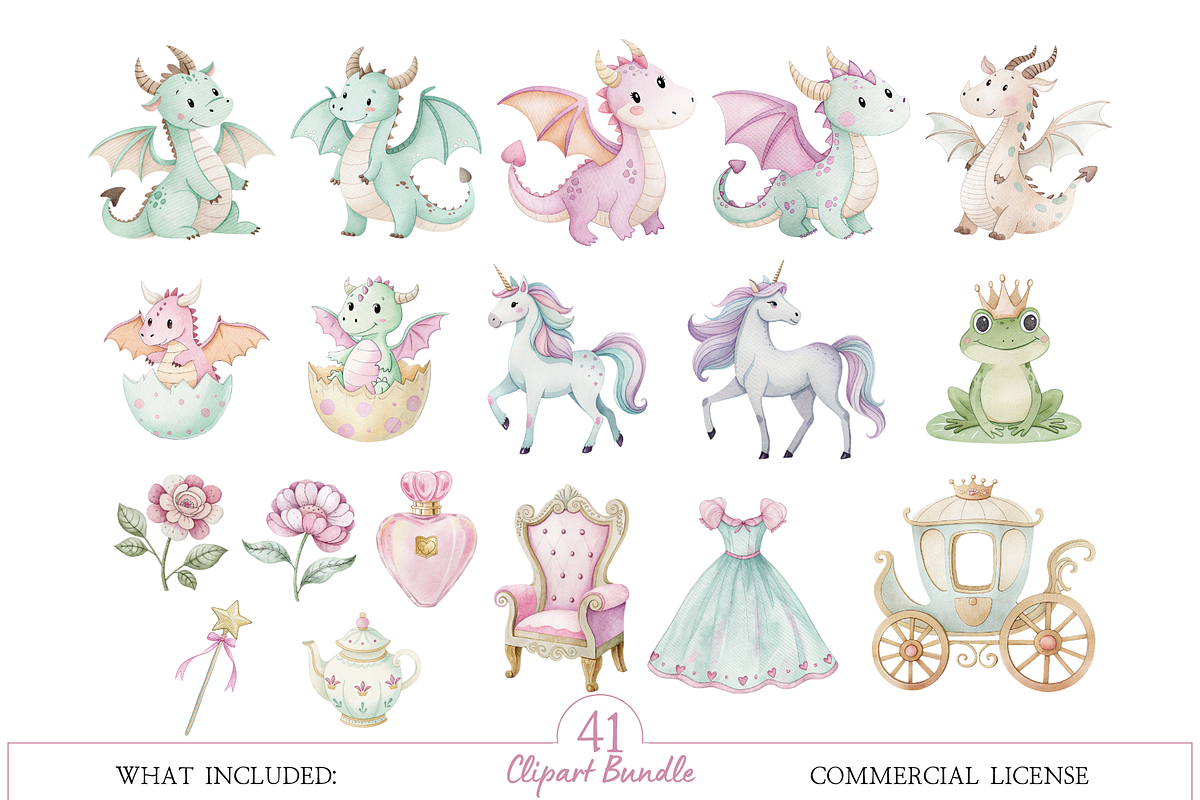 Princess Kingdom Watercolor Clipart, an Illustration by MockupWizard (Photo 2 of 6)