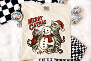 Merry Catmas Kittens and Snowman PNG, a Seasonal Illustration by Libby Wishes (Thumbnail 4 of 4)