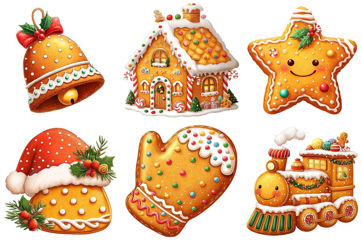 Christmas Gingerbread Clipart, an Illustration by Craft Nest (Photo 6 of 10)