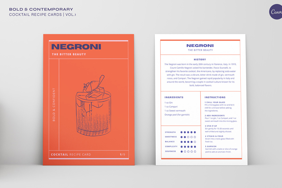 Cocktail Recipe Cards Template, a Marketing Template by Va Bene Studio (Photo 3 of 10)