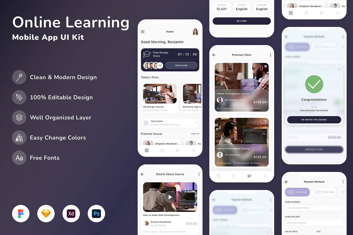 Online Learning Mobile App UI Kit, an UI Kit Template by Betush