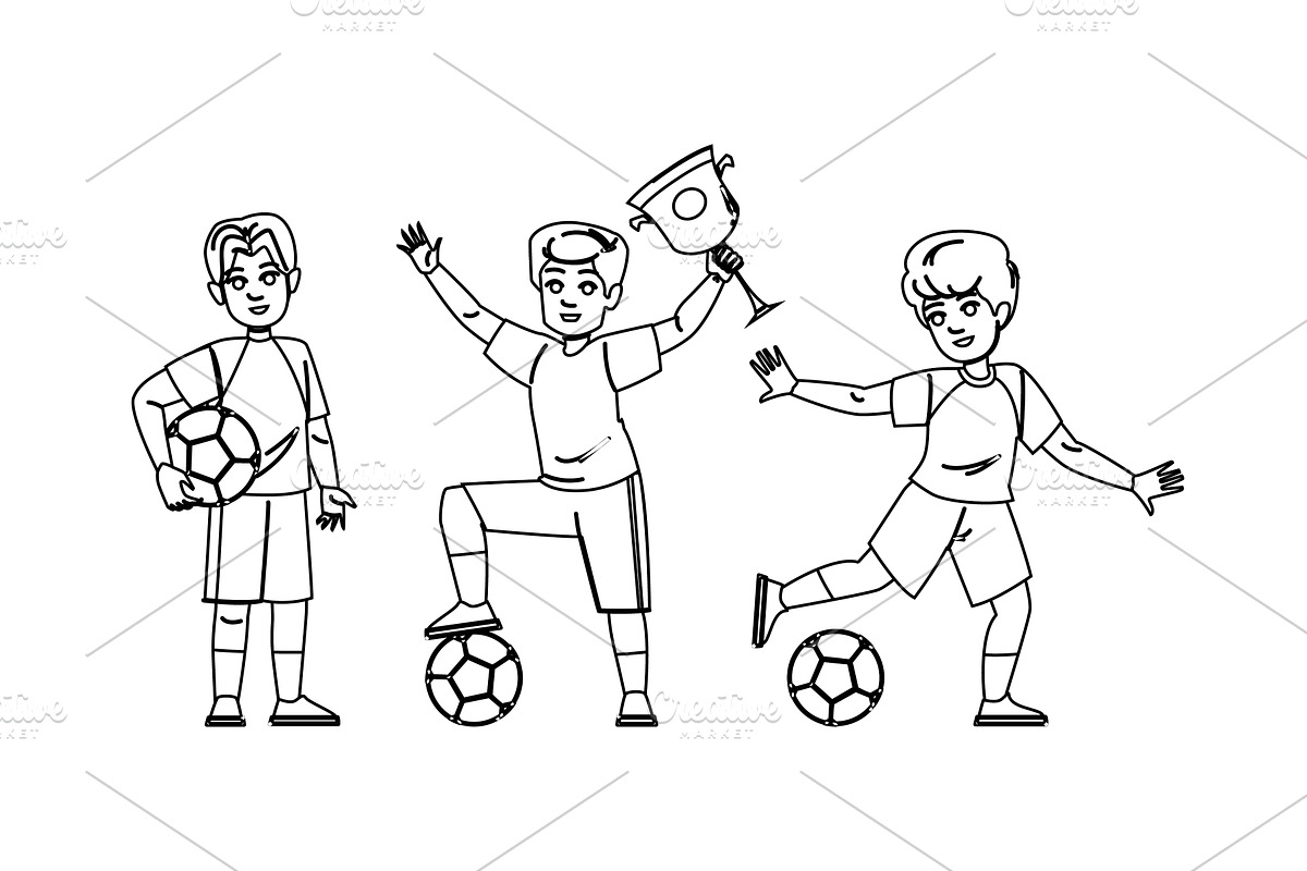 goal kid boy soccer vector, a Person Illustration by pikepicture