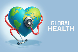 Heart Shaped Planet with Stethoscope, a Health & Medical Photo by angellodeco