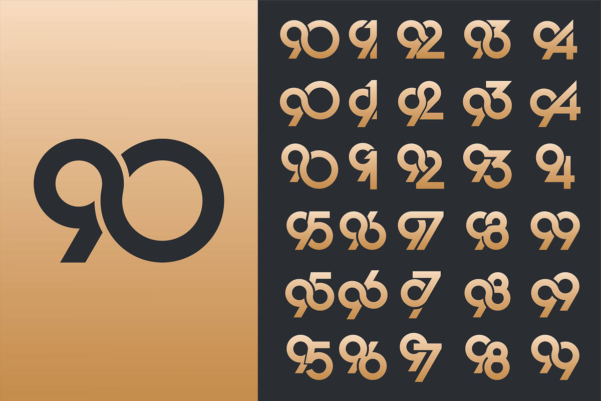 creative number 90 to 99 logo design, a Branding & Logo Template by BARONSTD (Photo 2 of 3)