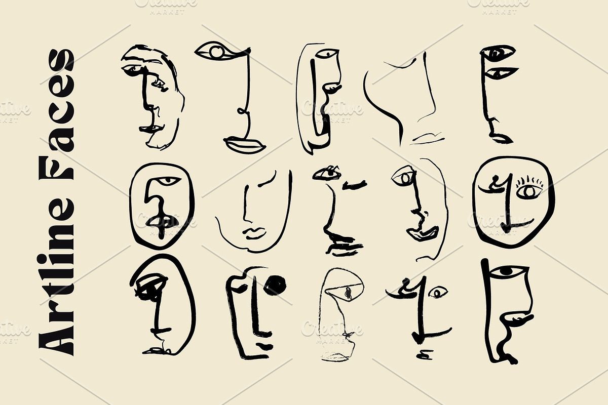 Abstract Faces Bundle, a Person Illustration by Hell Yeah Designs (Photo 2 of 13)
